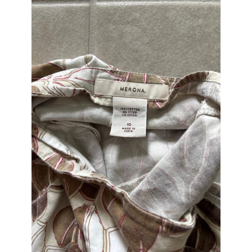 Vintage Merona Skirt Womens 10‎ Brown Leaves Pleated Preppy Y2K Career Coquette - Picture 5 of 8